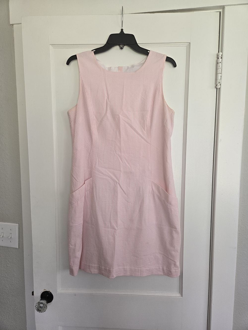Southern Tide Sleeveless Pink Seersucker Sheath Dress